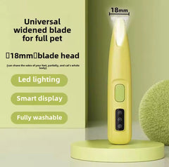 New Dog Paw Trimmer with LED Light Fully Waterproof Pet Hair Trimmer with LED Display Dog Clippers for Grooming 18mm Widen Blade encalife