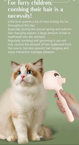 Pet Steam Grooming Brush – Soft Round-Tip Dog & Cat Comb with Spray, Massage & Hair Removal encalife