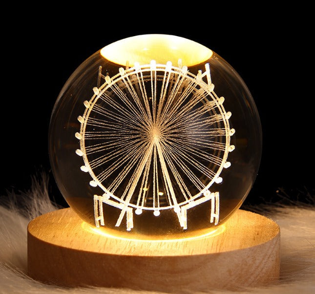 Glowing Galaxy Crystal Ball Table Lamp 3D Planet Moon Lamp Bedroom encalife