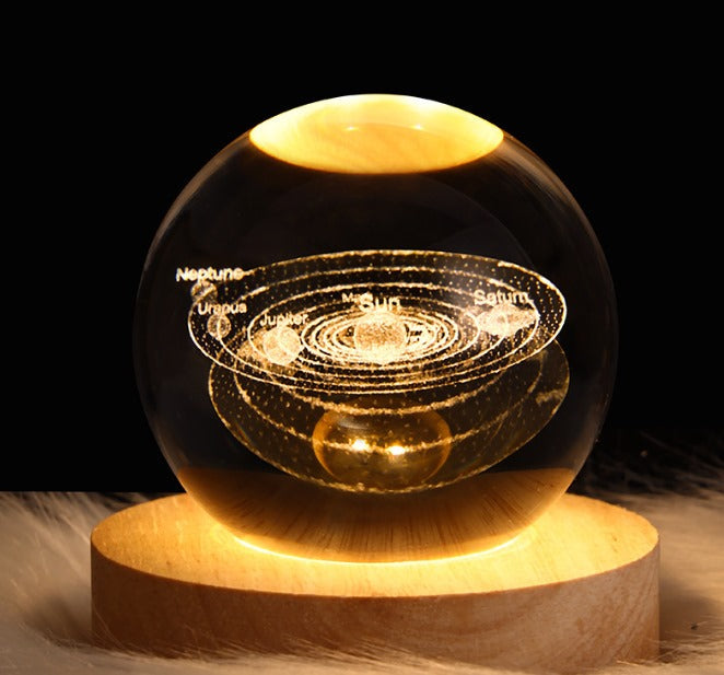 Glowing Galaxy Crystal Ball Table Lamp 3D Planet Moon Lamp Bedroom encalife