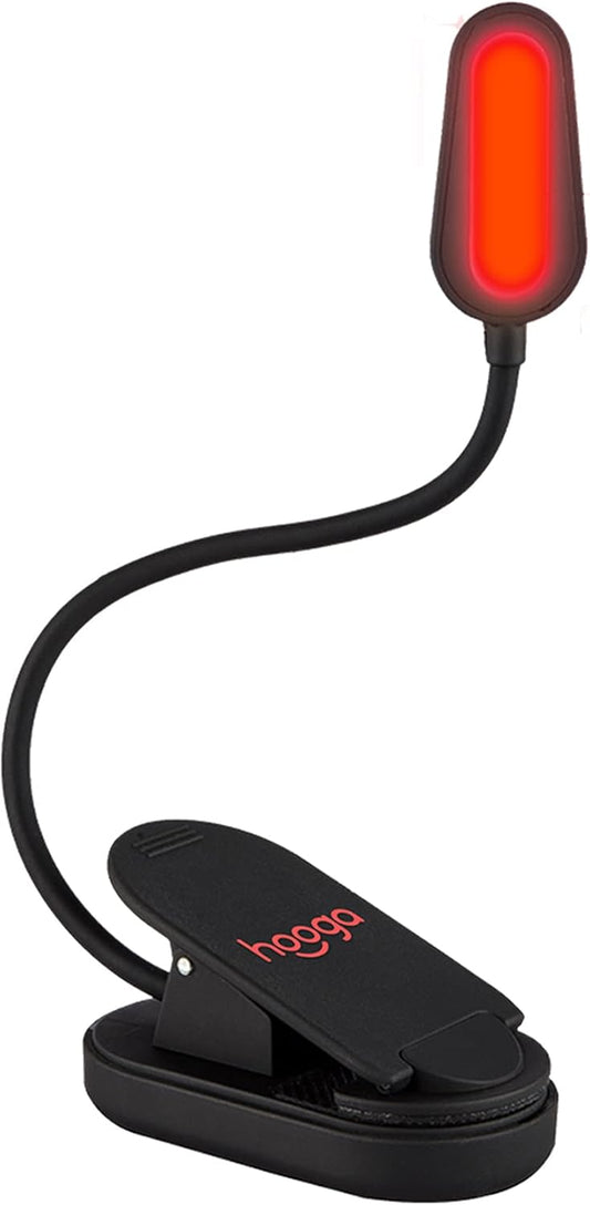 Rechargeable red clip on book reading light