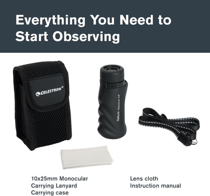 10x25 Black Waterproof Monocular encalife