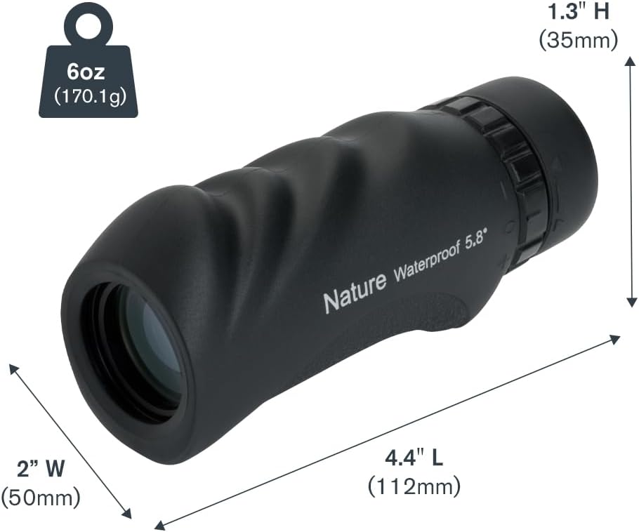 10x25 Black Waterproof Monocular encalife