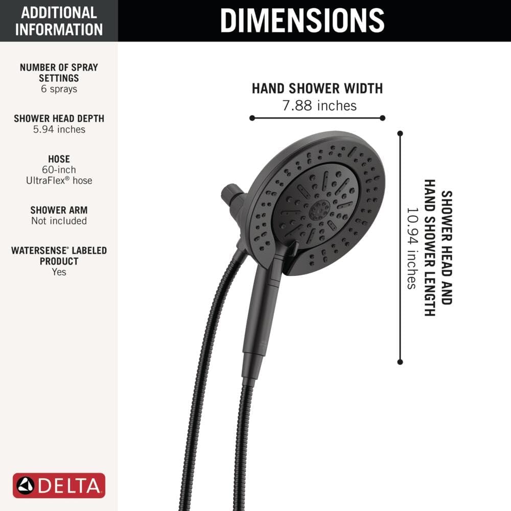 High Pressure Dual I Shower Head Black encalife