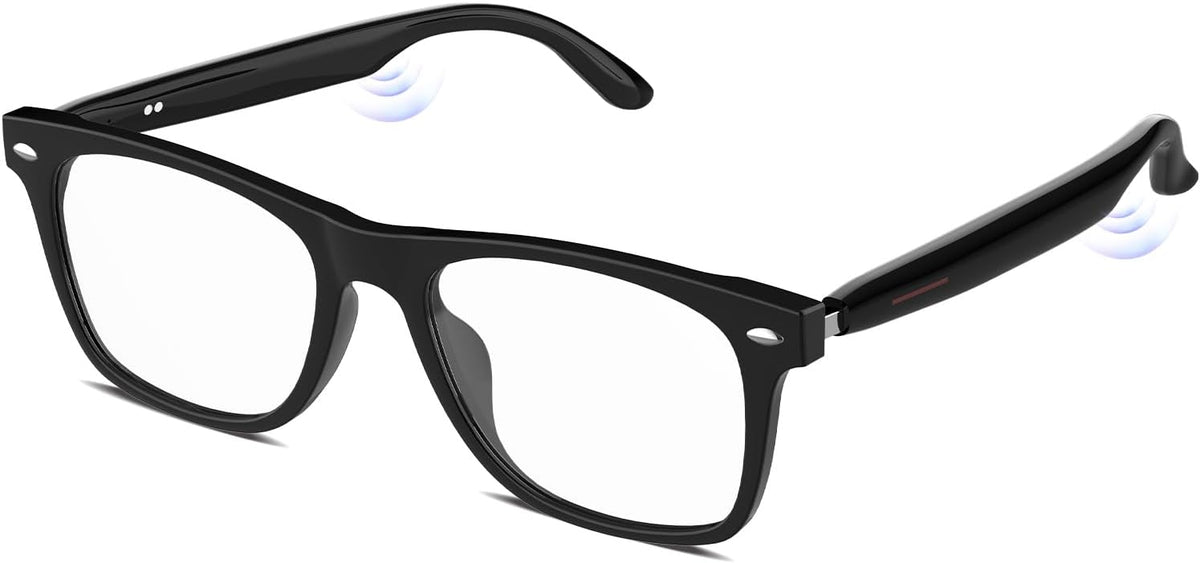 Bluetooth audio smart glasses with open ear speakers and blue light lenses