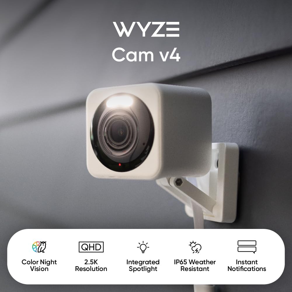 Wyze Cam v4 2.5K Security Camera I Indoor/Outdoor encalife