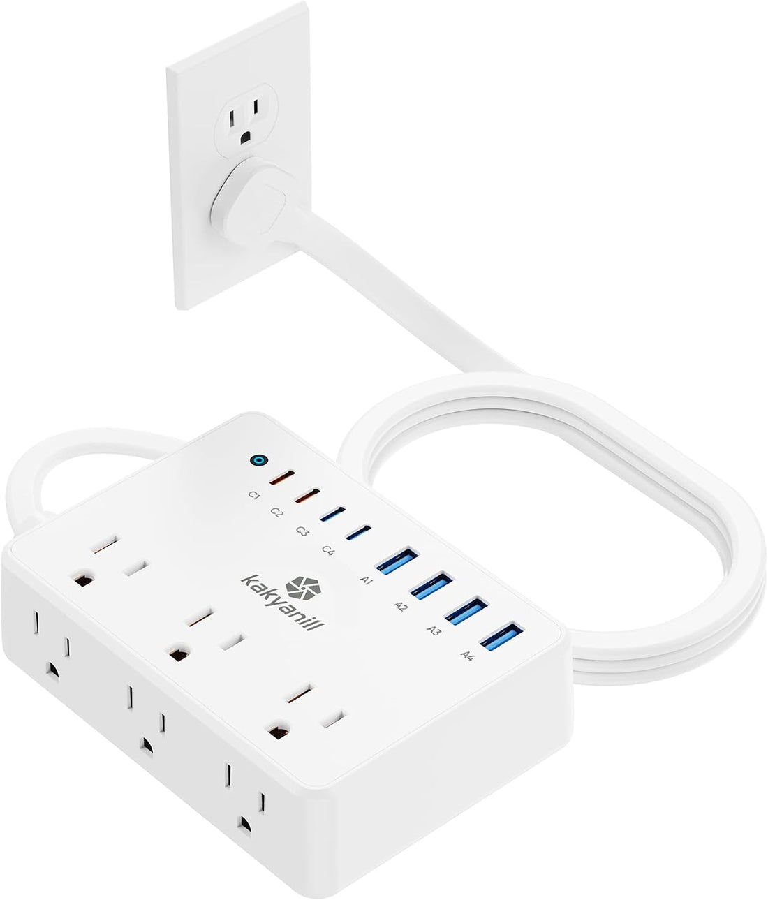 100W 14-in-1 USB-C surge protector power strip with 14 connections