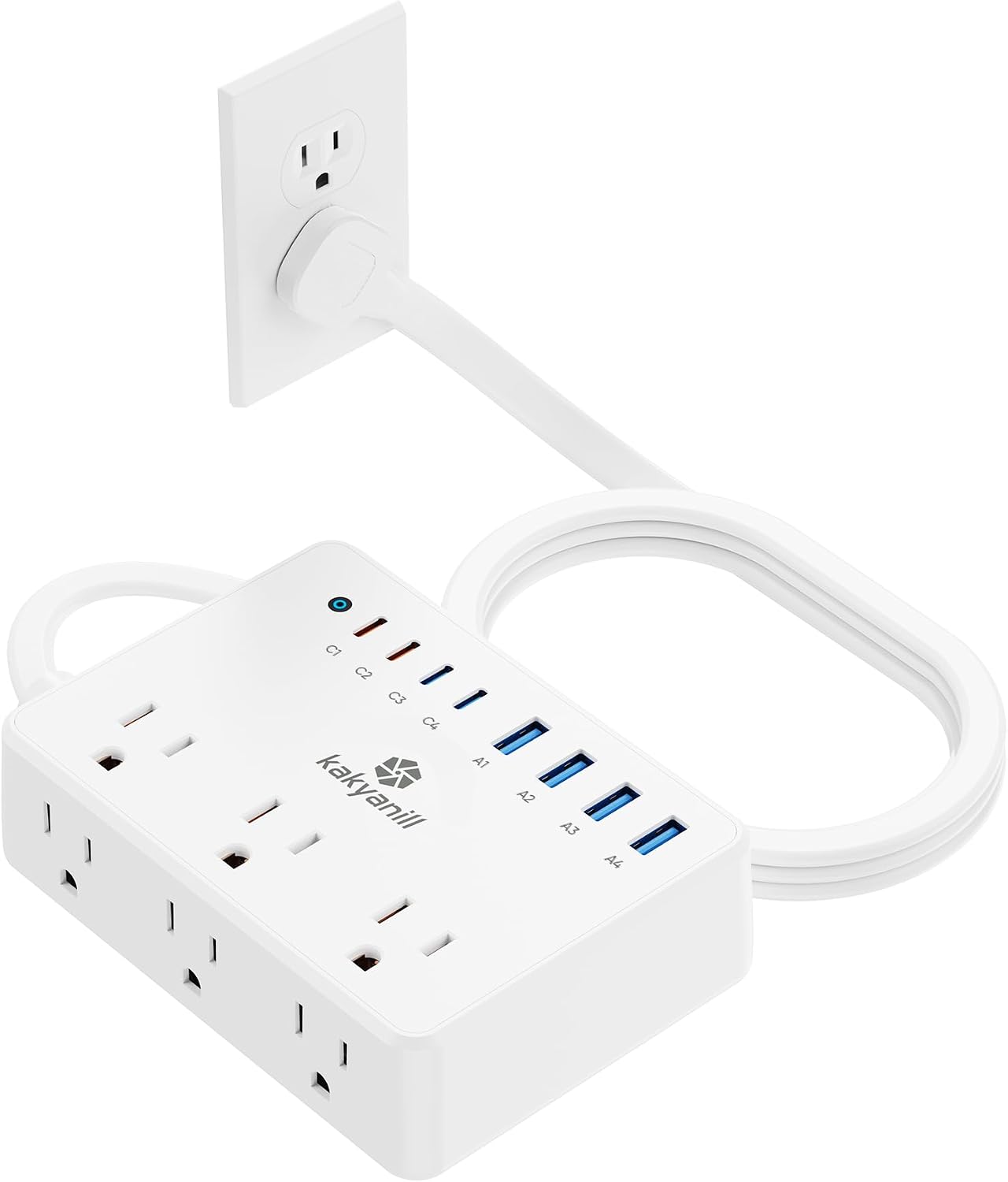 100W 14-in-1 USB-C surge protector power strip with 14 connections