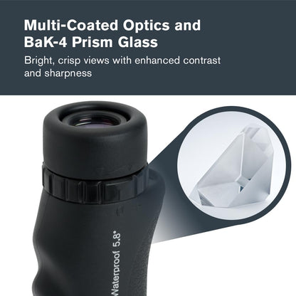 10x25 Black Waterproof Monocular encalife