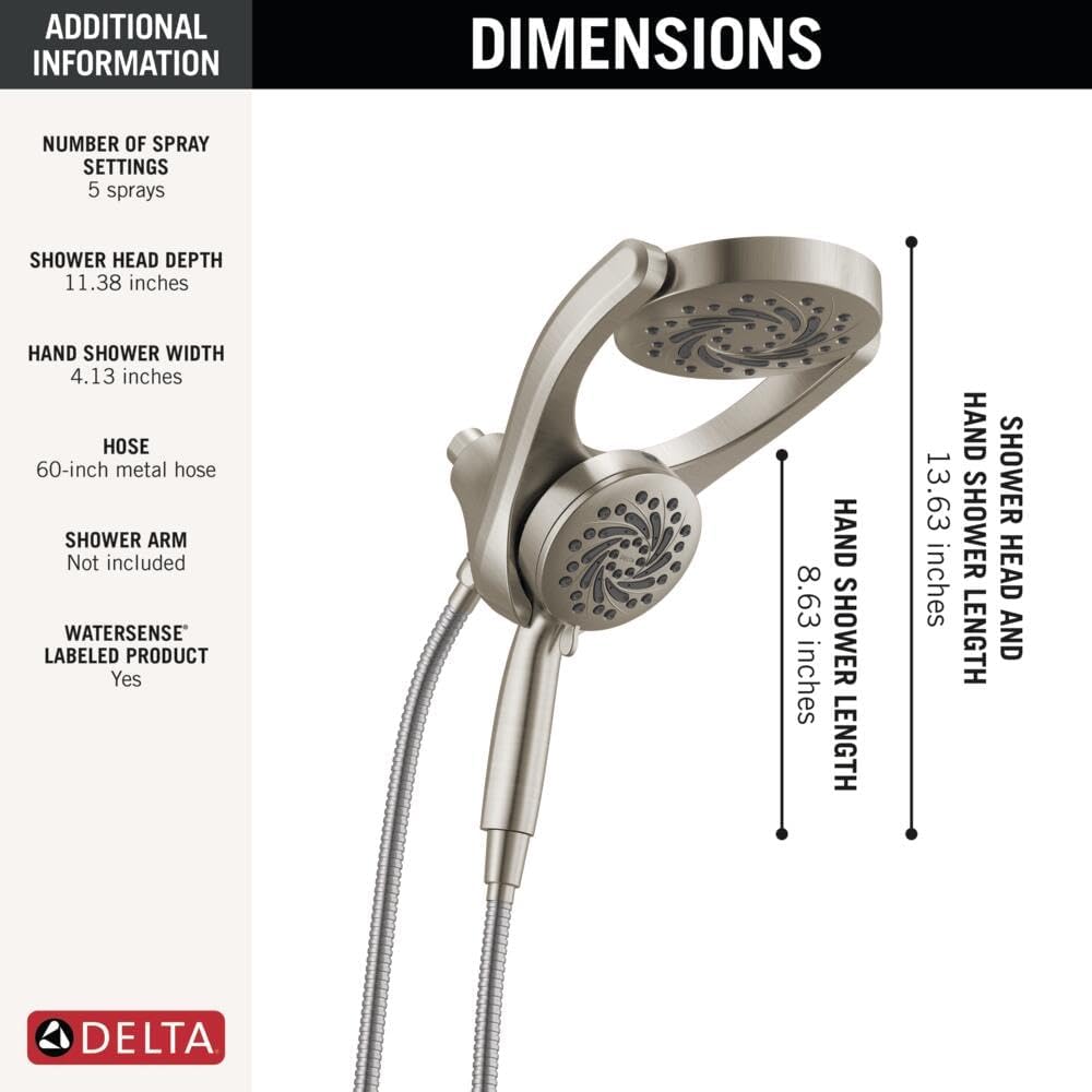 Brushed Nickel Dual I Shower Head encalife