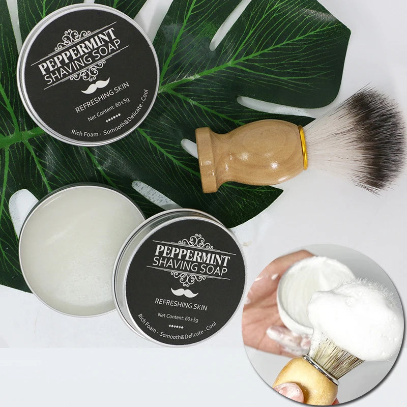 Beard Bliss: Mint Shaving Cream and Brush Set for the Modern Man encalife