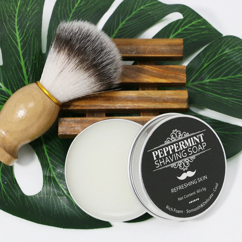 Beard Bliss: Mint Shaving Cream and Brush Set for the Modern Man encalife