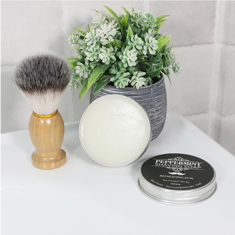 Beard Bliss: Mint Shaving Cream and Brush Set for the Modern Man encalife