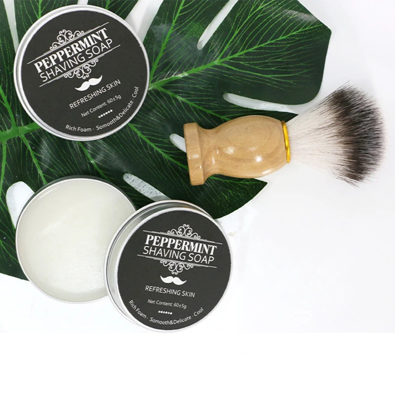 Beard Bliss: Mint Shaving Cream and Brush Set for the Modern Man encalife