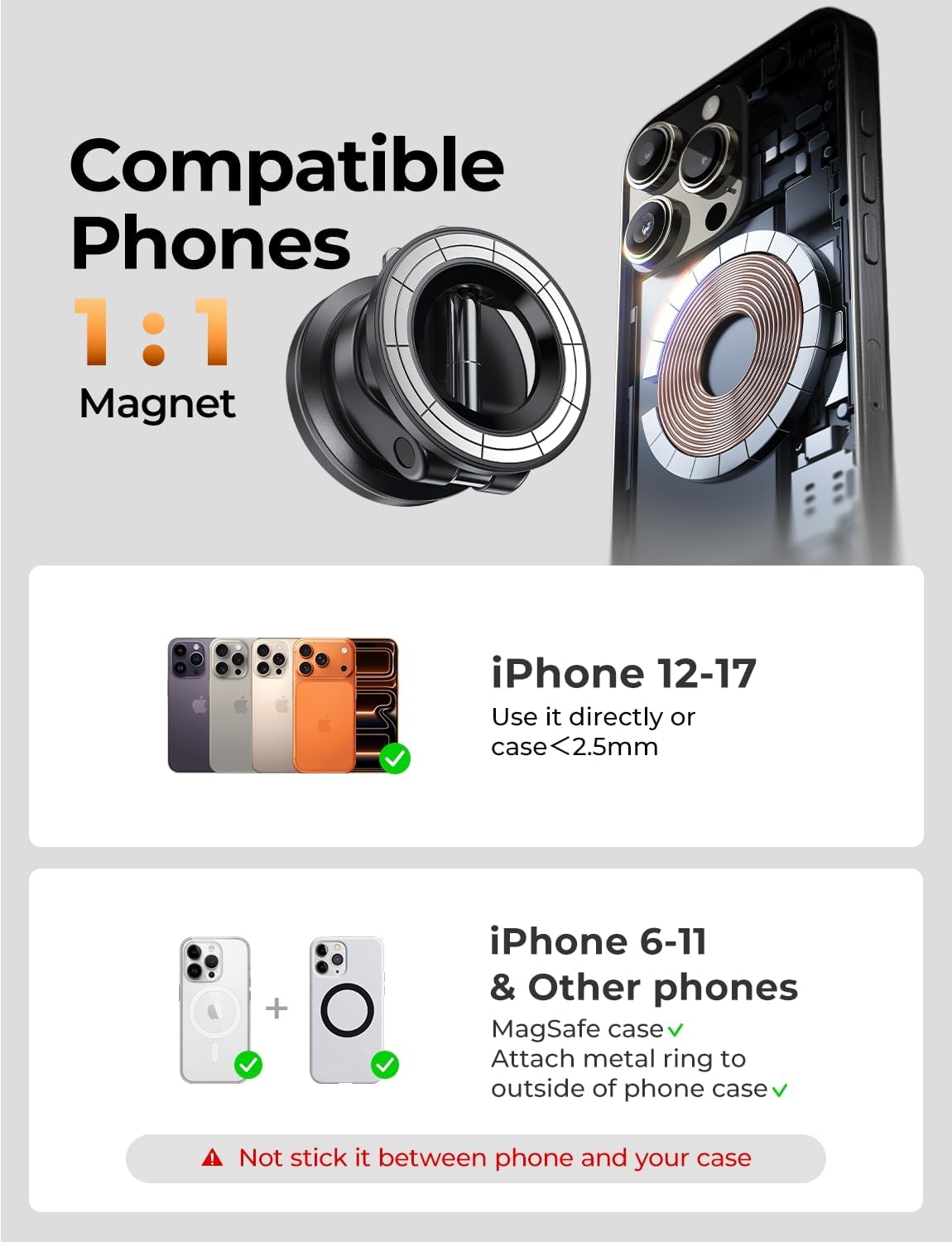 Magnetic MagSafe Car Phone Mount Cooling Grip encalife