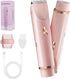 Dual head electric razor women use for bikini trimming, face, chin, underarms, legs, and body hair removal.