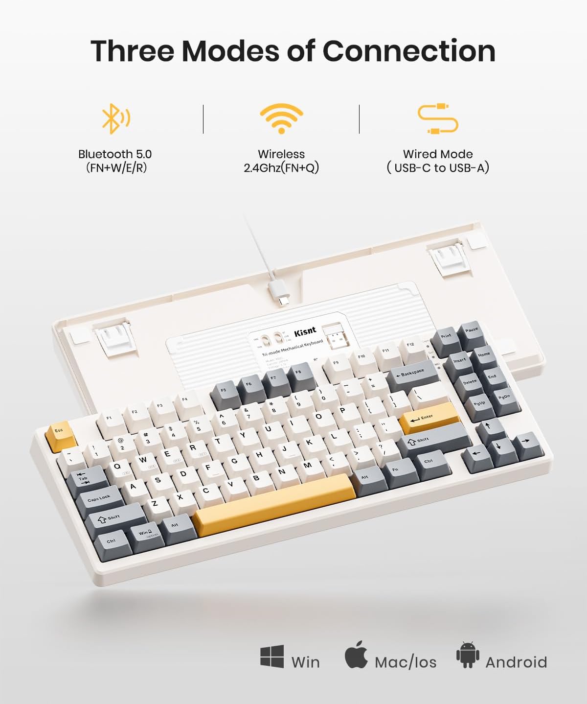 Kisnt KN85 Wireless RGB Mechanical Keyboard I Retro Beige encalife