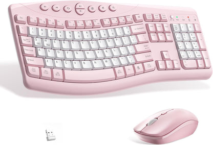 Wireless Keyboard Mouse Combo Ergonomic Gaming encalife