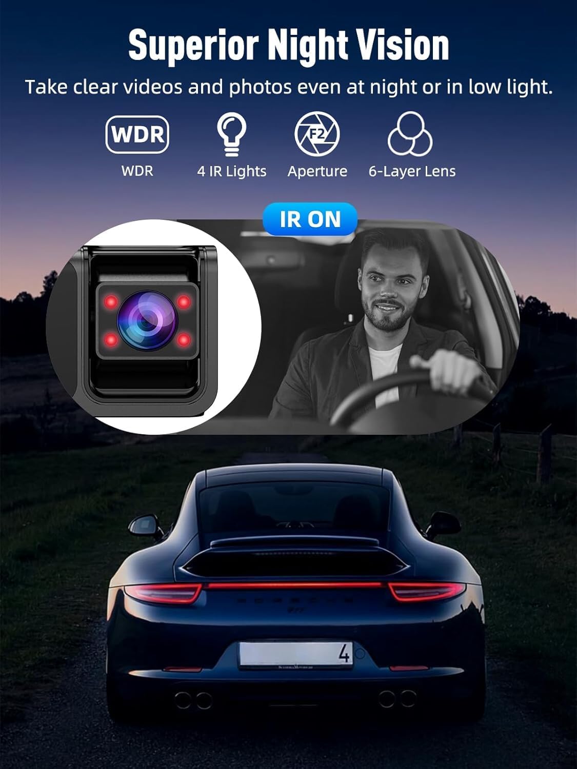 3 Channel 4K Dash Cam I Front Rear Inside WiFi encalife