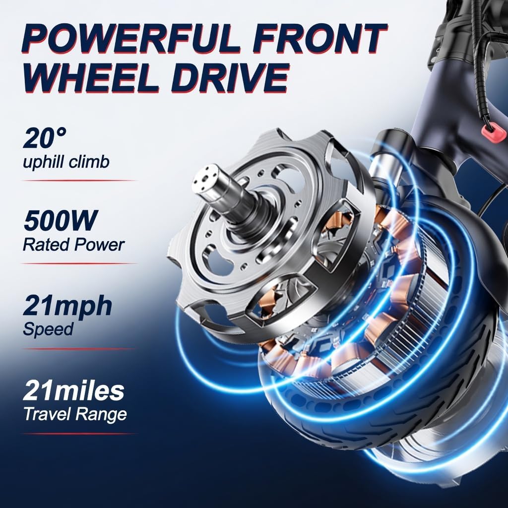 500W Electric Scooter I 22 MPH Folding Commuter E-Scooter encalife