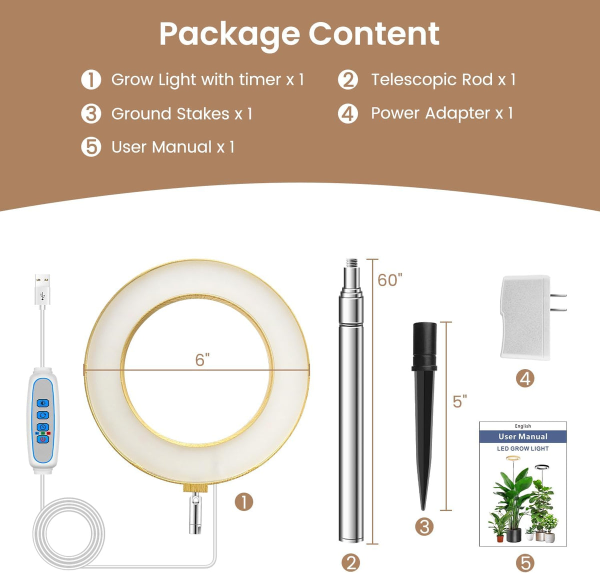 Grow Light For Indoor Plants | Woodgrain Full Spectrum encalife