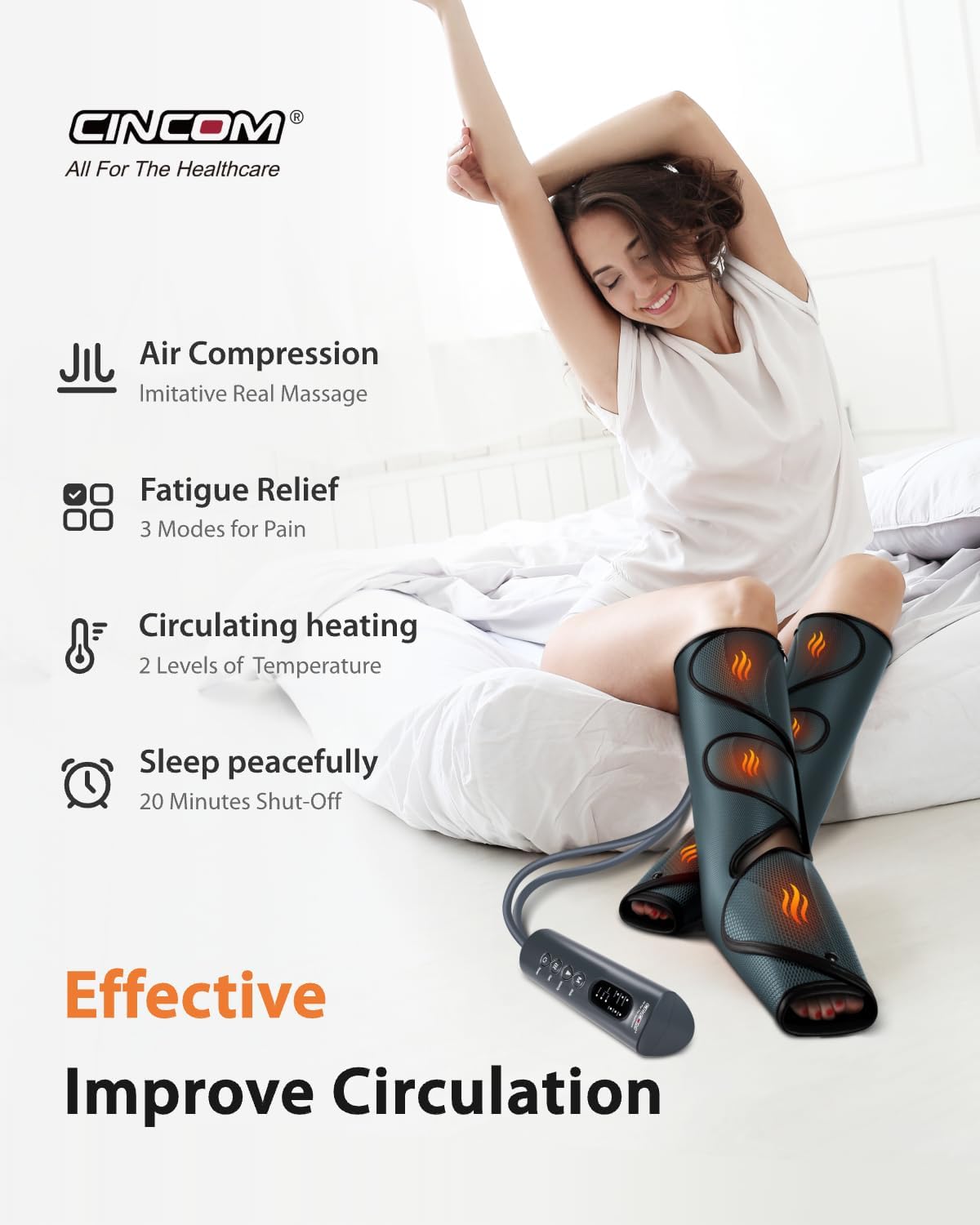 Air Compression Leg Massager with Soothing Heat encalife