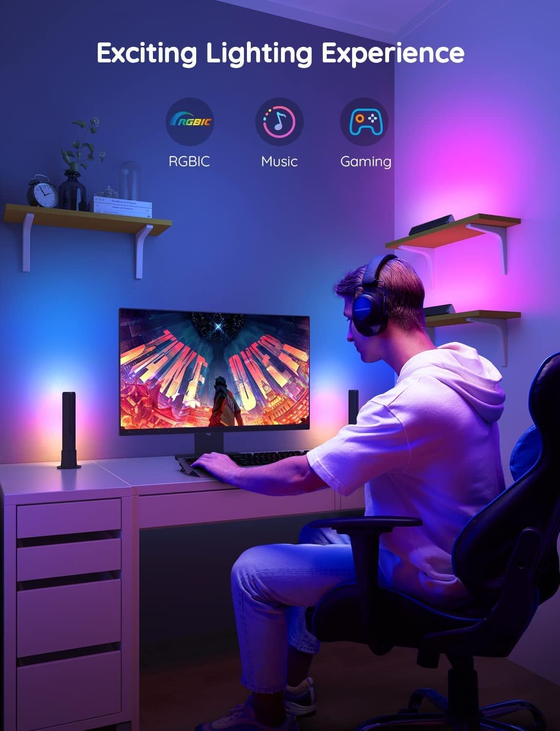 Smart RGB Lighting Bars for TV Gaming Setups encalife