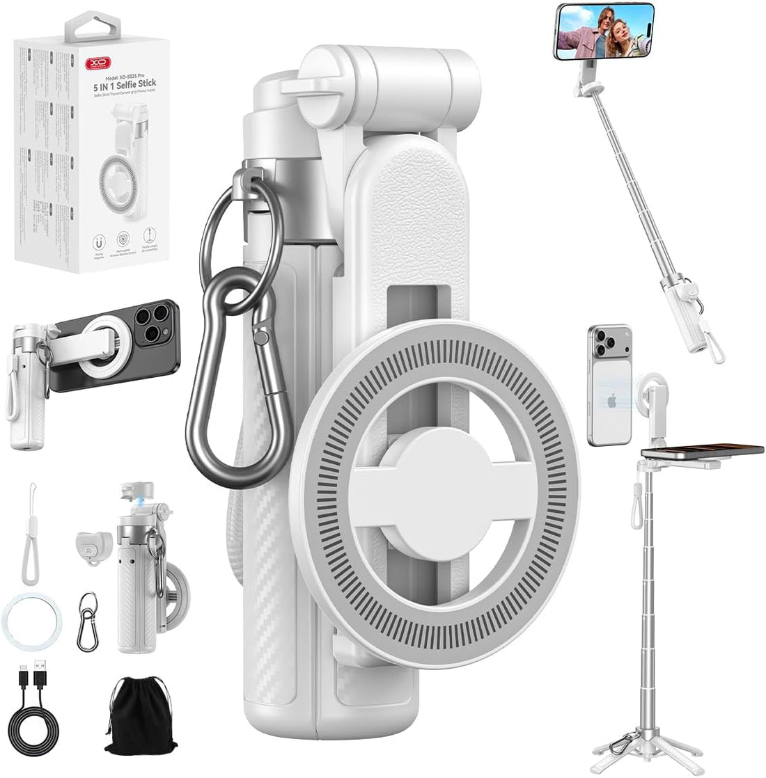 5-in-1 Magnetic Selfie Stick Tripod With Remote encalife