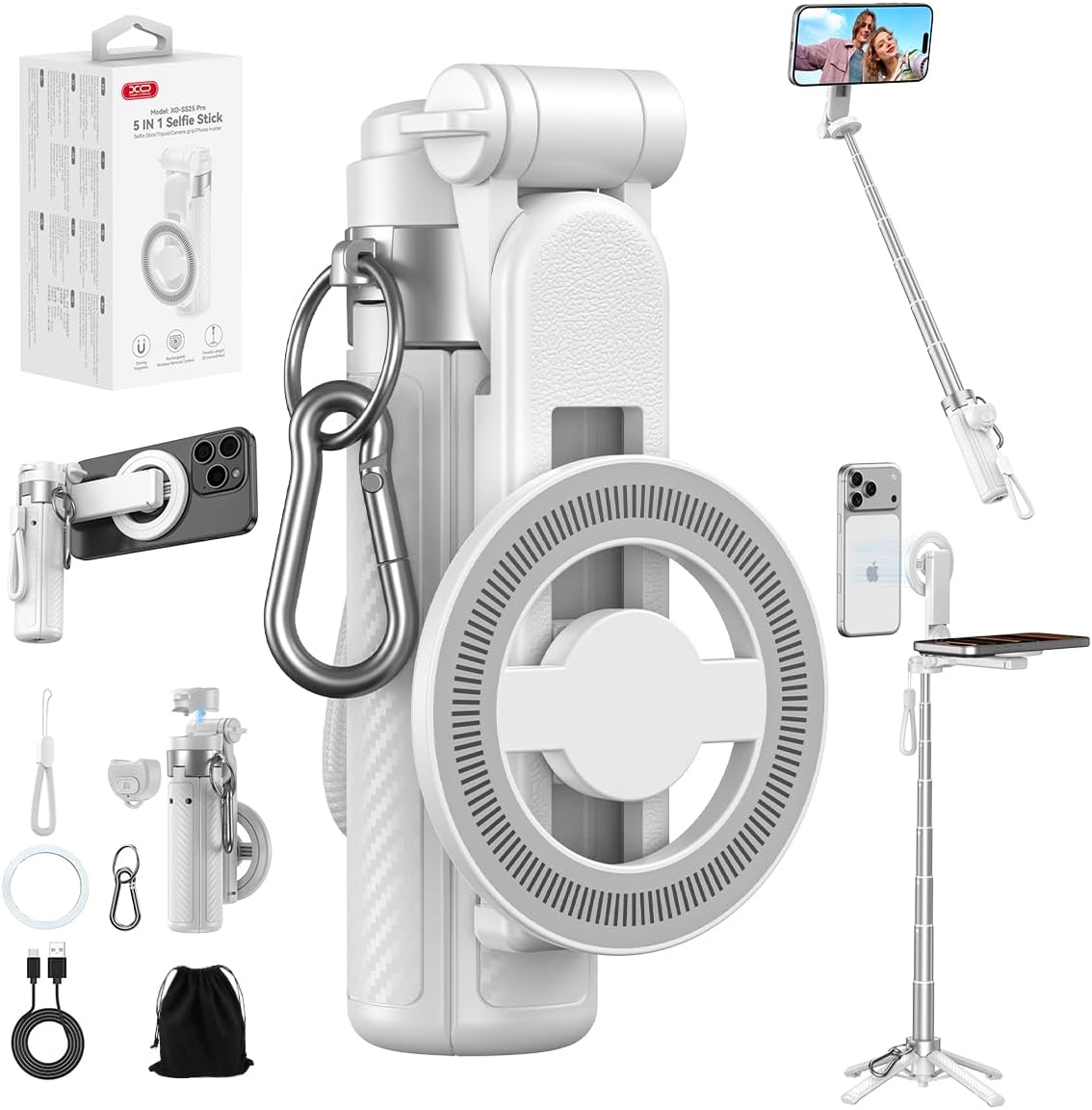 5-in-1 Magnetic Selfie Stick Tripod With Remote encalife