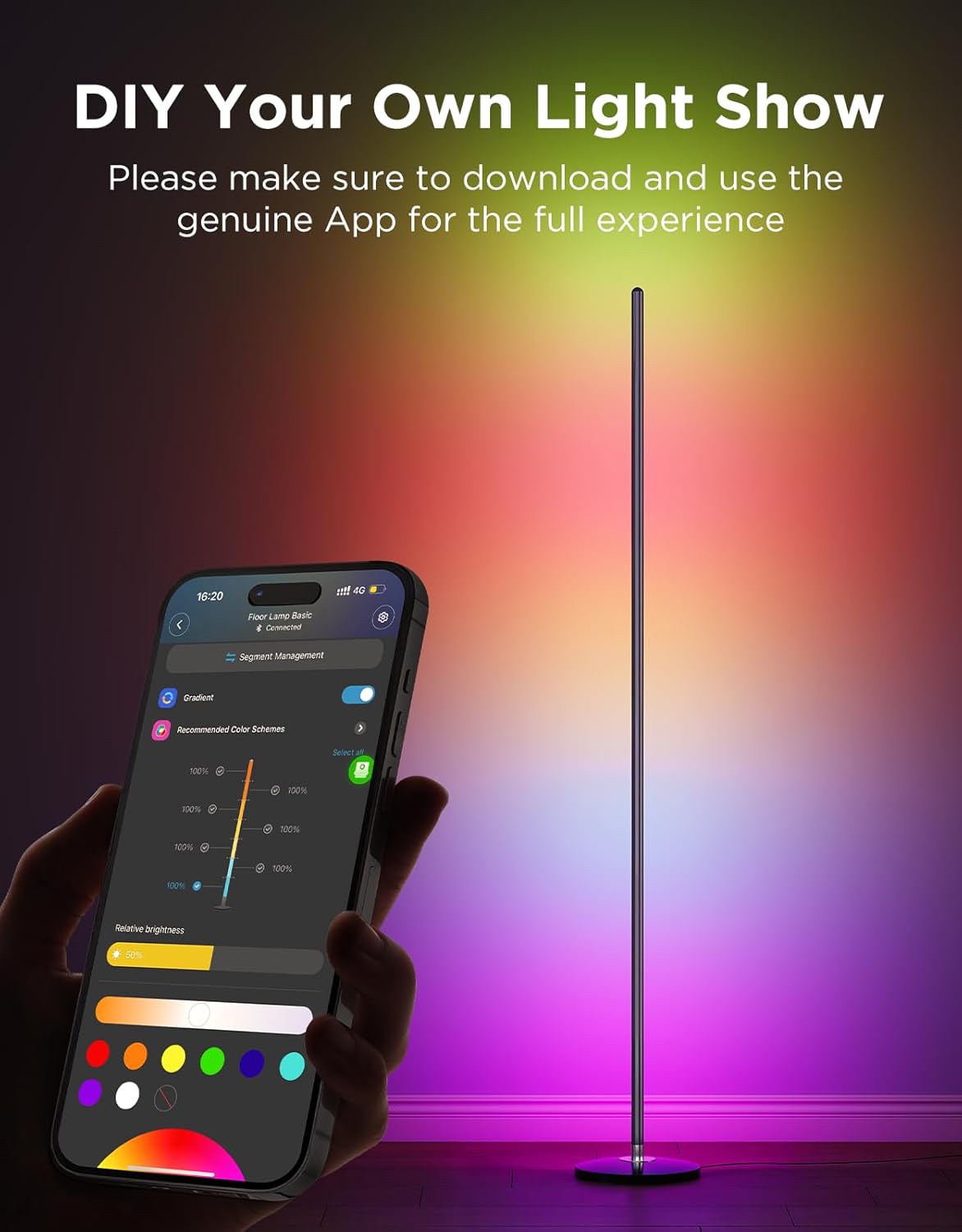 Smart RGBIC Corner Floor Lamp With Music Sync encalife
