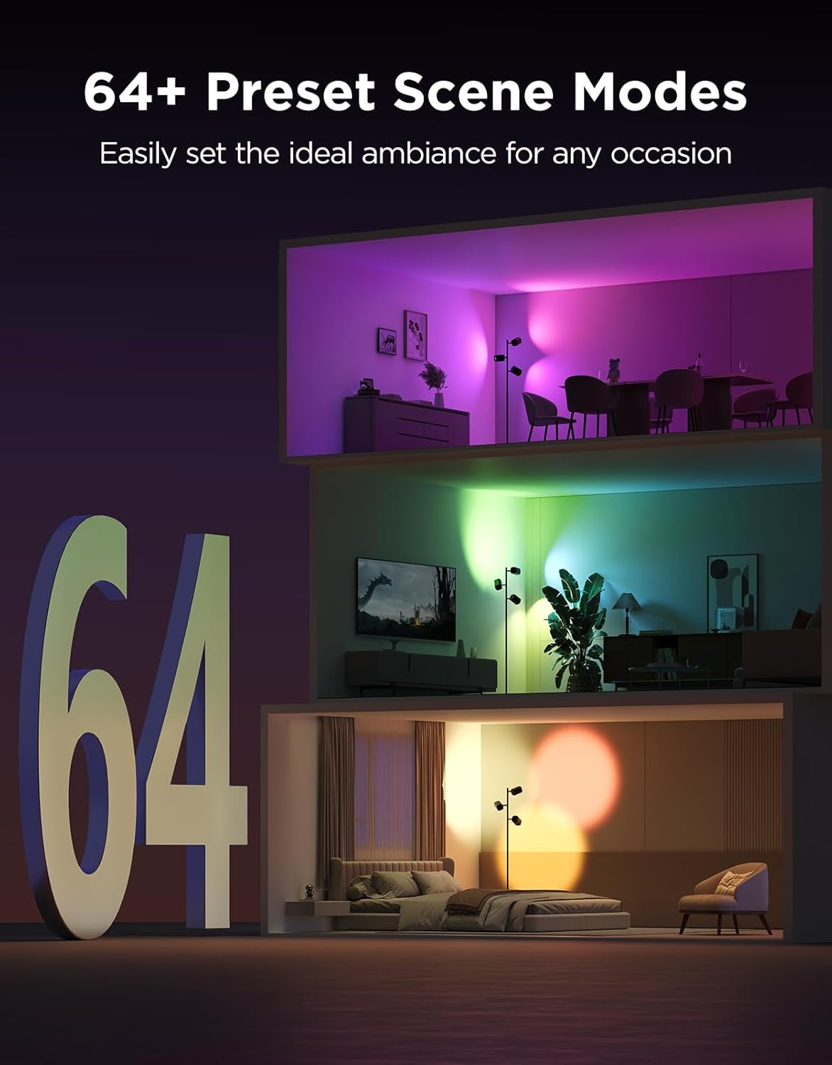 RGB Lighting Tree Floor Lamp for Living Rooms encalife