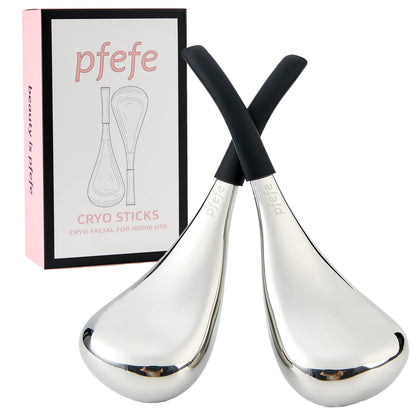 Stainless steel cryo sticks for facial massage designed to reduce puffiness, soothe tired eyes, cool skin, and enhance daily skincare routines