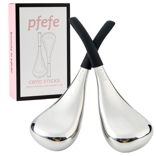 Stainless steel cryo sticks for facial massage designed to reduce puffiness, soothe tired eyes, cool skin, and enhance daily skincare routines