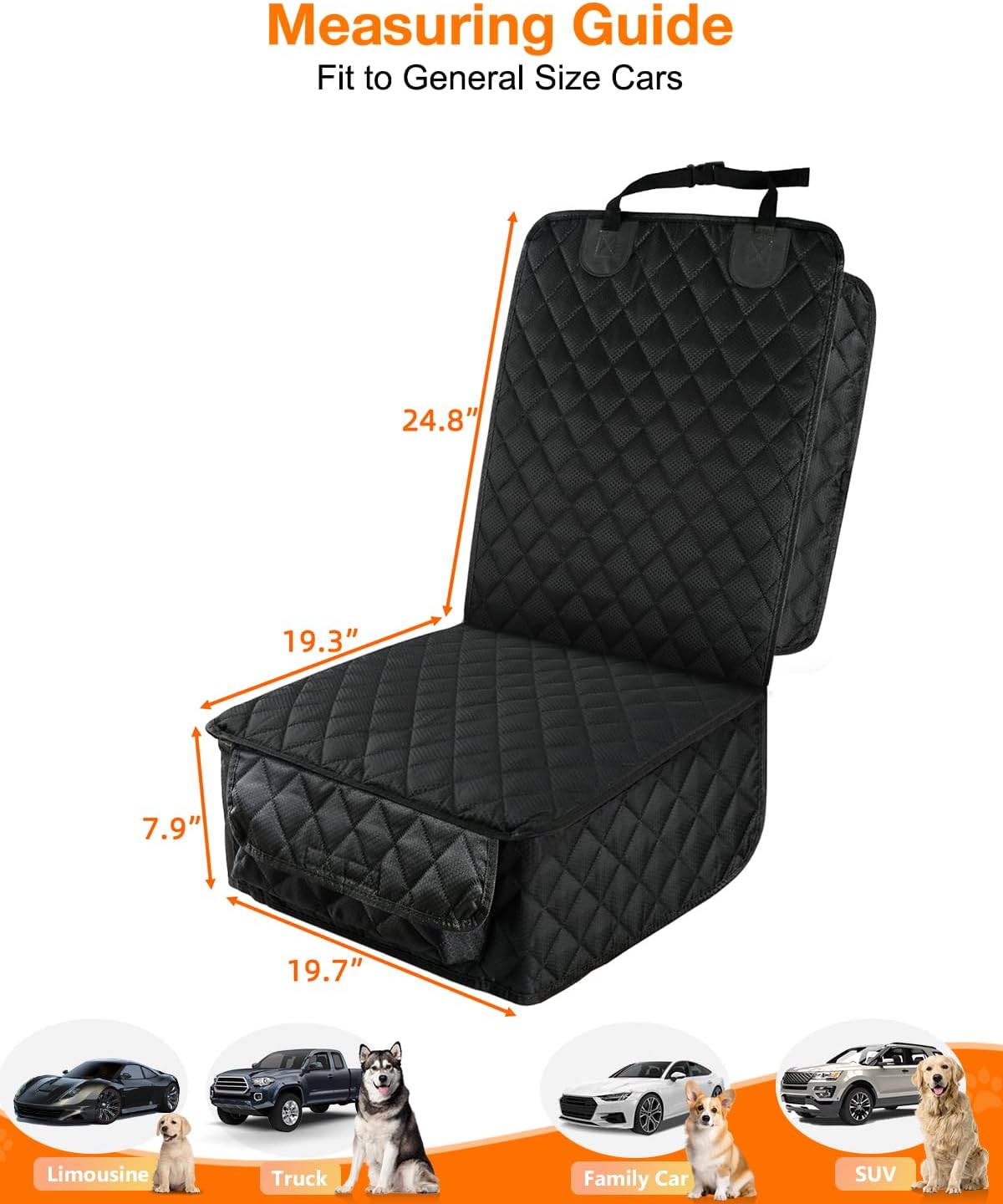 Waterproof Dog Car Seat Cover Front 2 Pack Black encalife