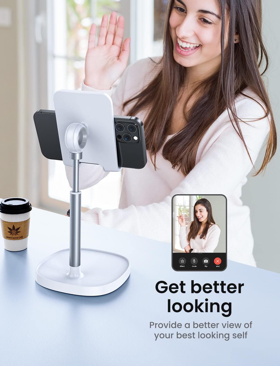Mobile Stand Adjustable Height Desk Phone Holder Cradle encalife