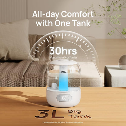 Cool Mist Humidifier | 3L Capacity | With Night Light &amp; Aroma Tray encalife
