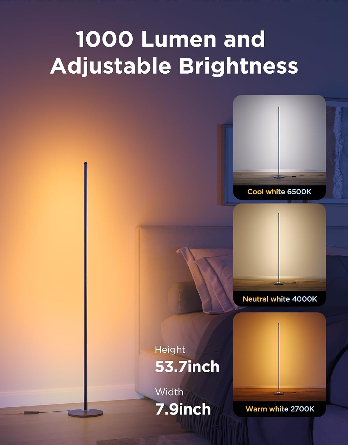 Smart RGBIC Corner Floor Lamp With Music Sync encalife