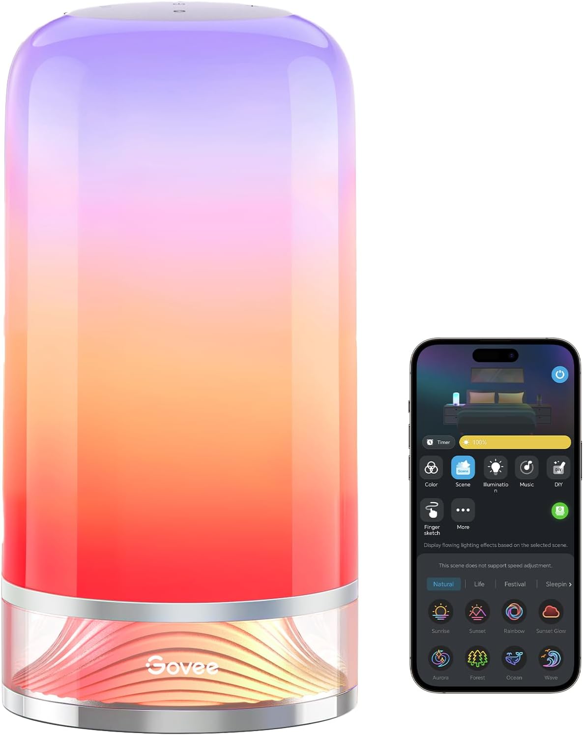 RGB Lighting bedside lamp with touch and app control