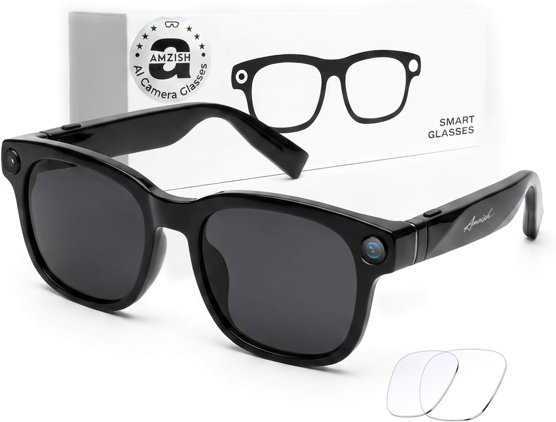 Smart glasses with camera showing modern wearable design