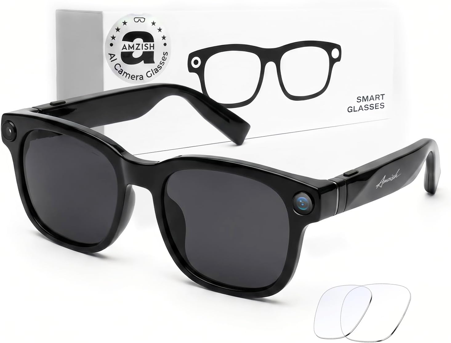 Smart glasses with camera showing modern wearable design