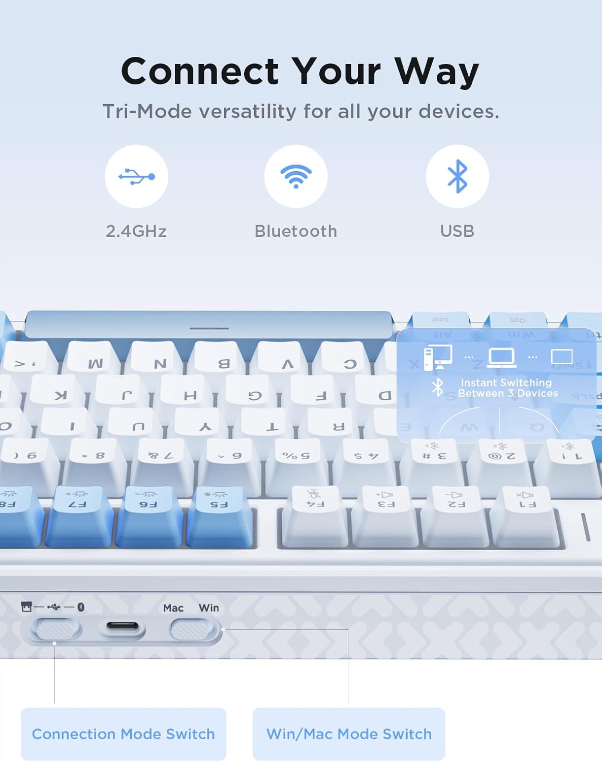 Gaming Mechanical Keyboard RGB Wireless Hot Swappable encalife