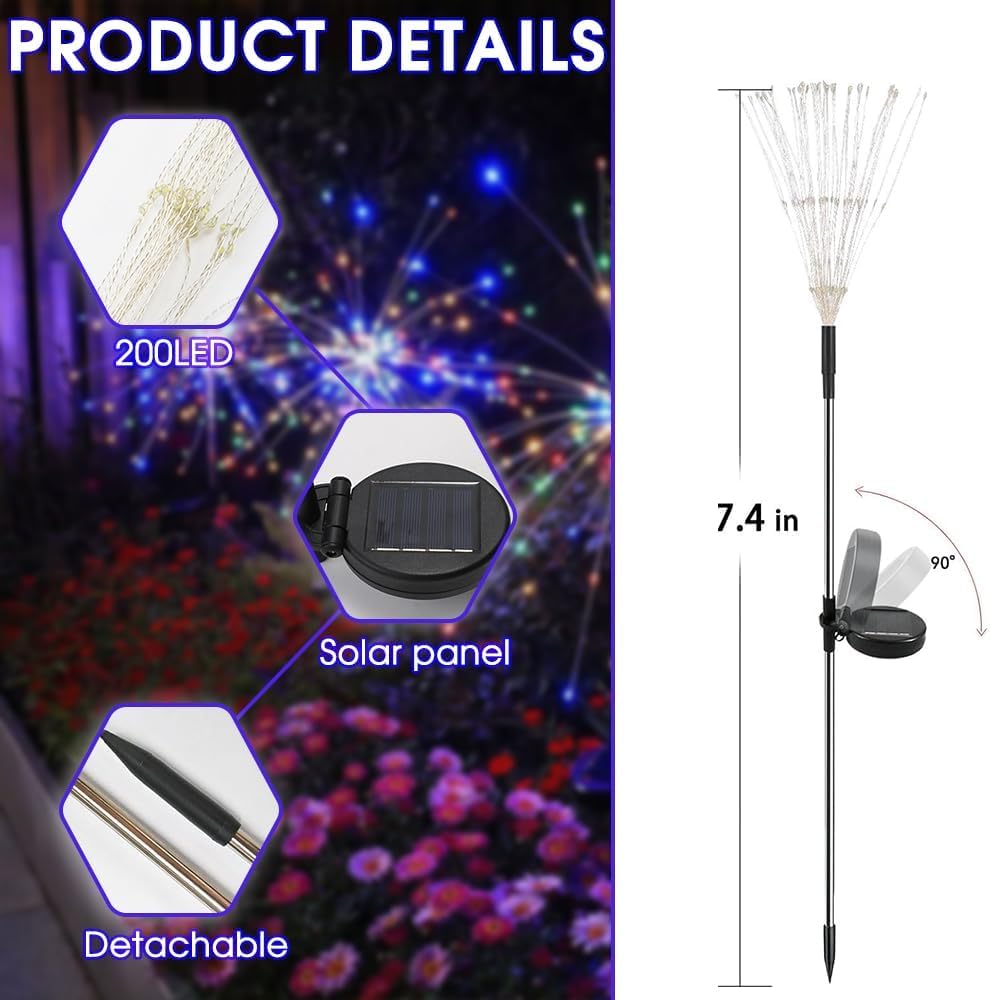 Solar Firework Garden Lights With 8 Lighting Modes encalife