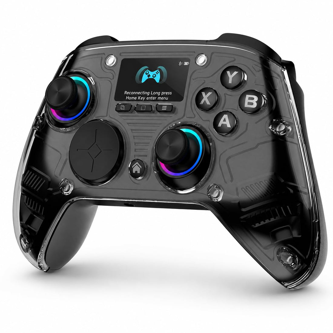 Multi-platform gaming controller with interactive 1.5-inch screen