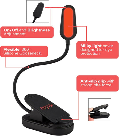 Rechargeable Red Book Reading Light Eye Protection Clip encalife