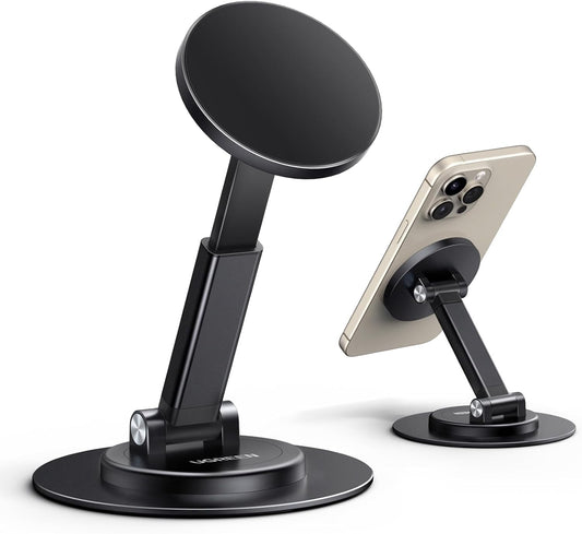Magnetic mobile stand with adjustable height and rotating base