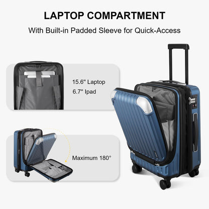 Expandable Carry On luggage With Laptop Compartment encalife
