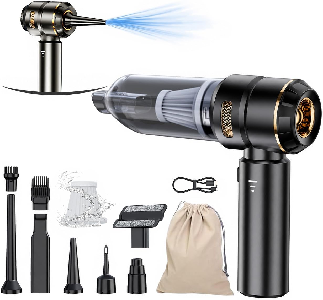 Cordless Mini Car Vacuum Cleaner 20000Pa Powerful Suction encalife
