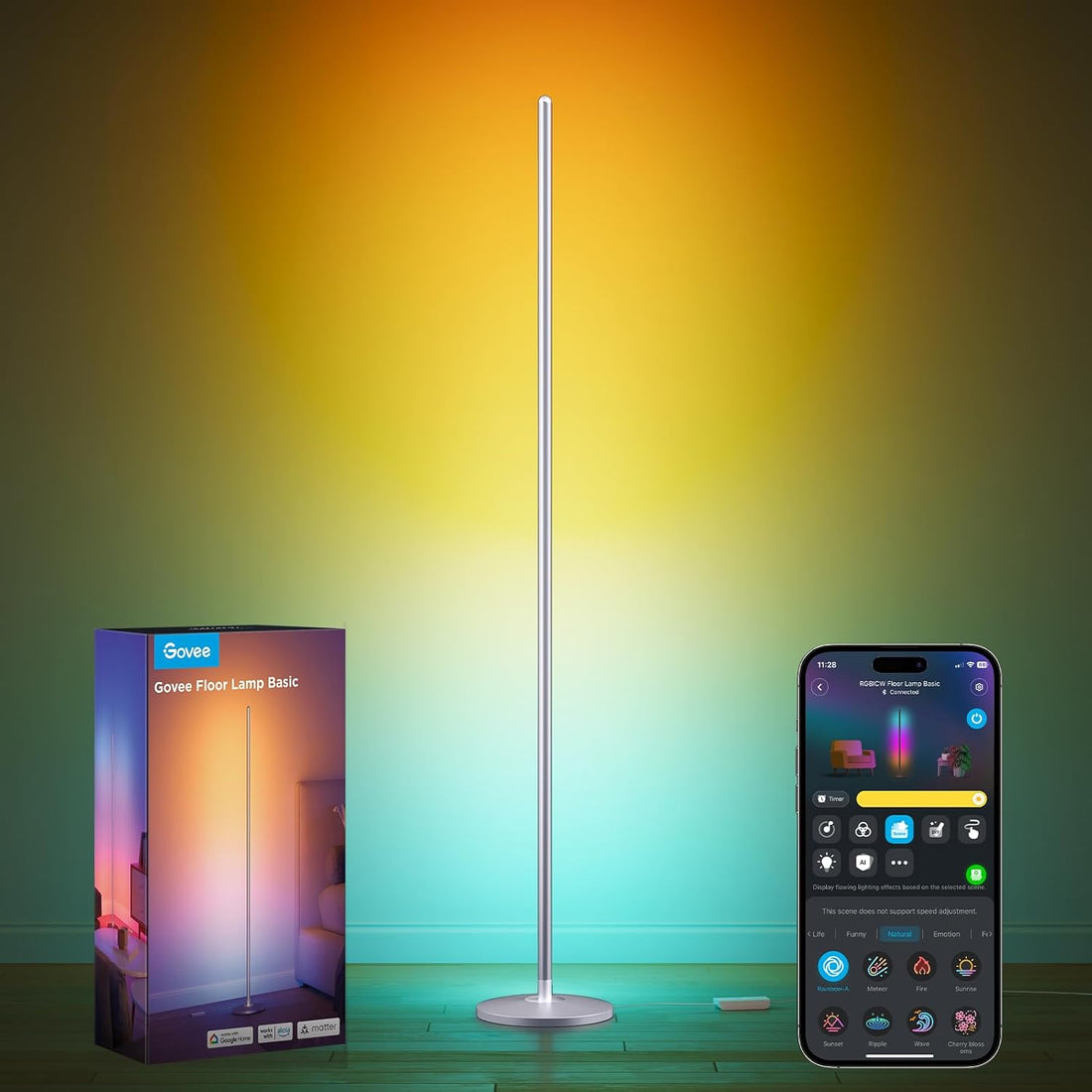Smart RGBIC Corner Floor Lamp With Music Sync encalife