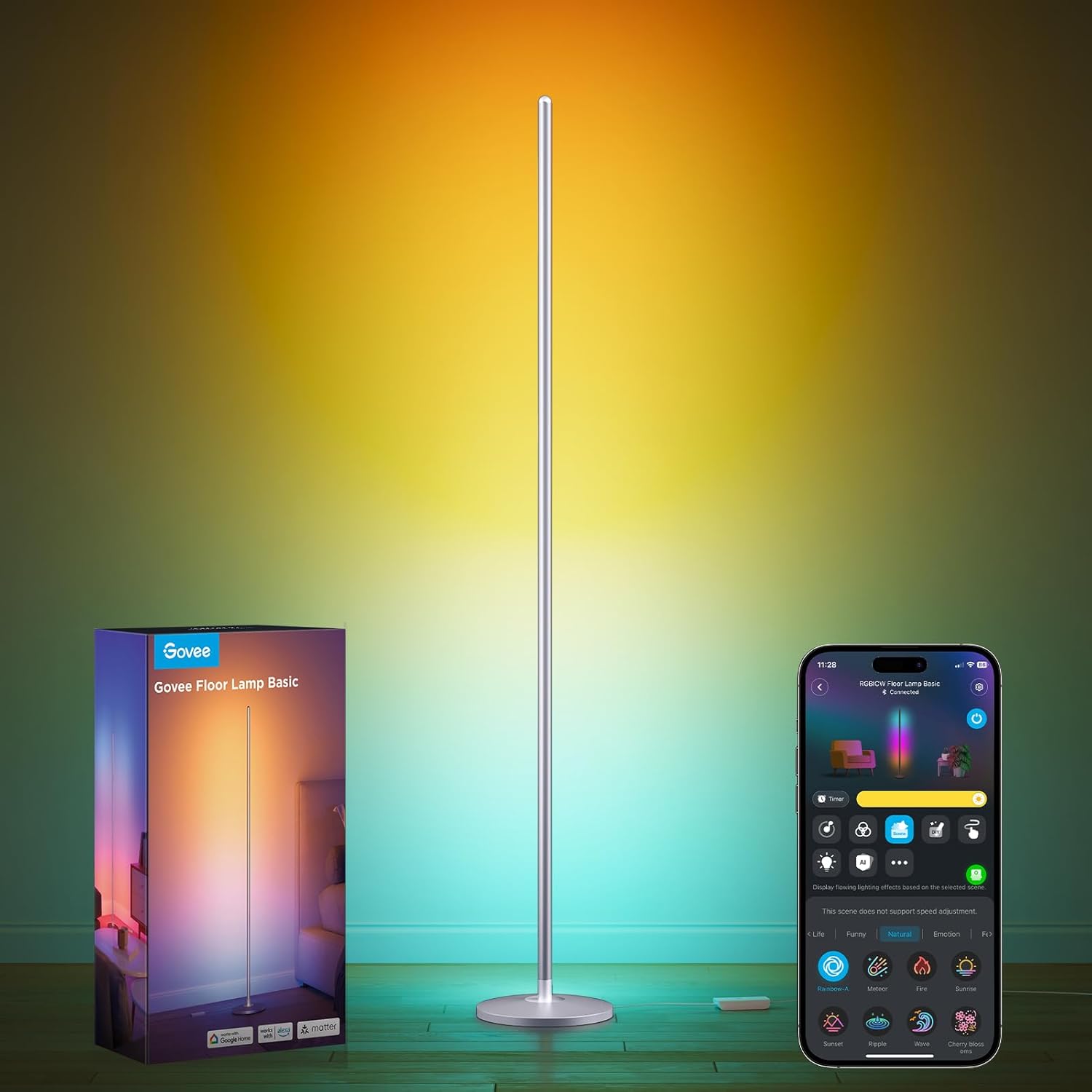 Smart RGBIC Corner Floor Lamp With Music Sync encalife