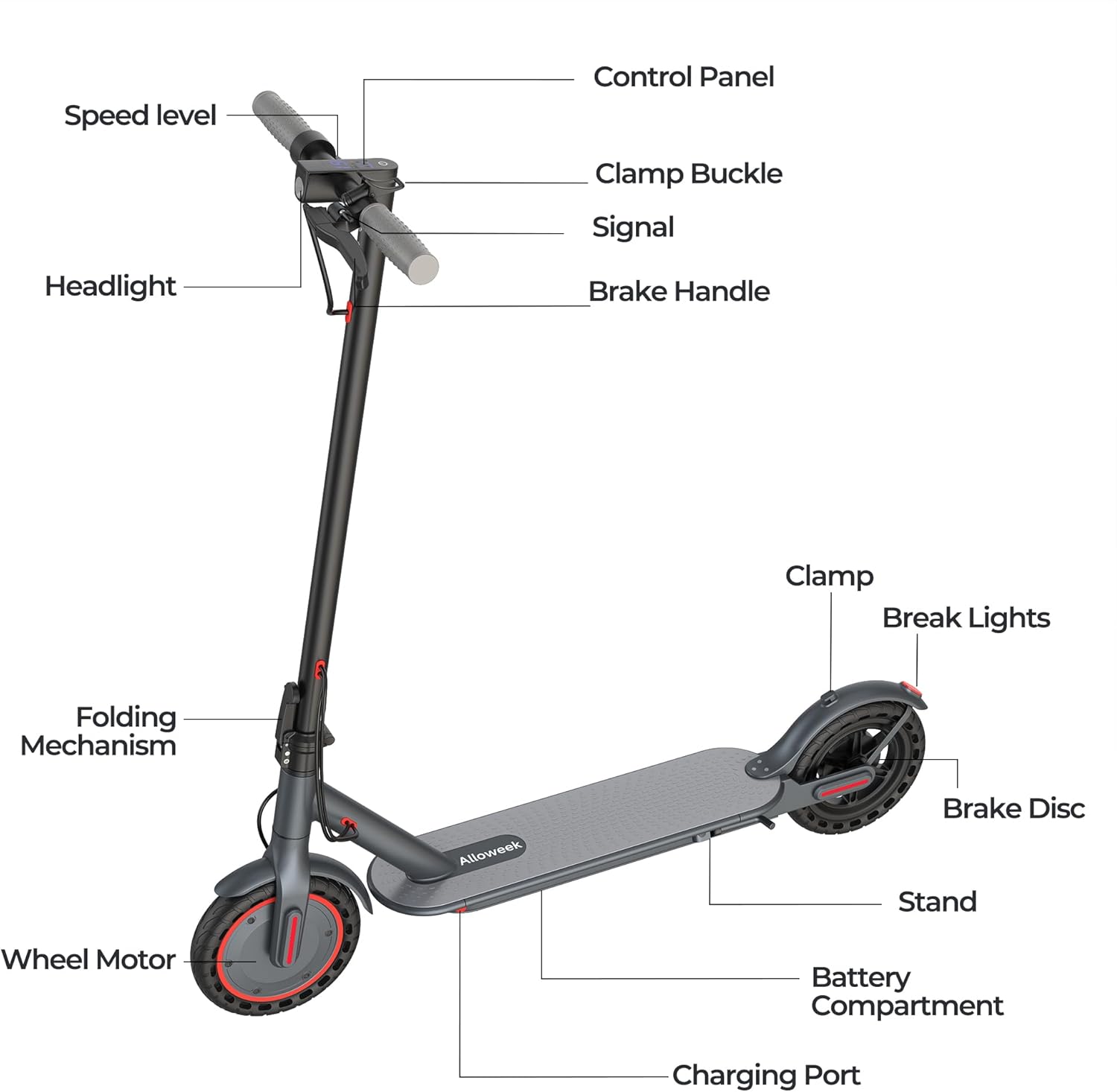 350W Electric Scooter I 19 MPH Folding Commuter E-Scooter encalife